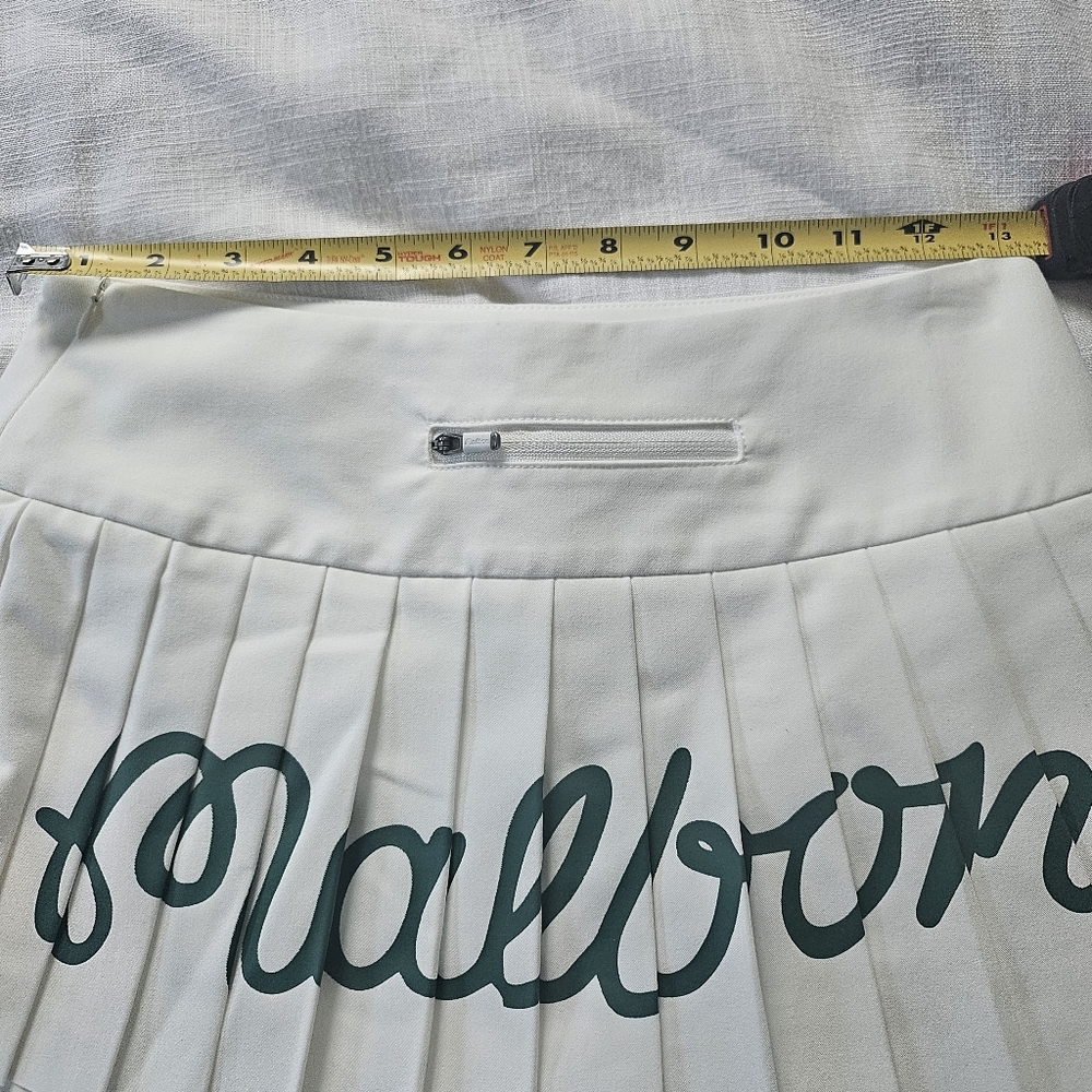 Malbon Golf White Pleated Logo Mini Skirt - Picture 6 of 8